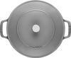 Staub Pan Gray Two Hand Cast Enamel Pot Shallow Sukiyaki Compatible with IH Japanese Braiser "Braiser Sauté 24cm" [Authorized Product] 40511-471
