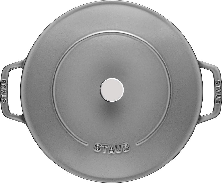 Staub Pan Gray Two Hand Cast Enamel Pot Shallow Sukiyaki Compatible with IH Japanese Braiser "Braiser Sauté 24cm" [Authorized Product] 40511-471