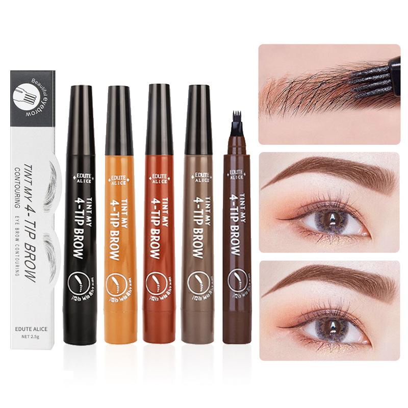 Micro-engraving Water Eyebrow Pencil Simulation Native Eyebrow Four-forked Liquid Eyebrow Pencil Waterproof and Sweat-proof