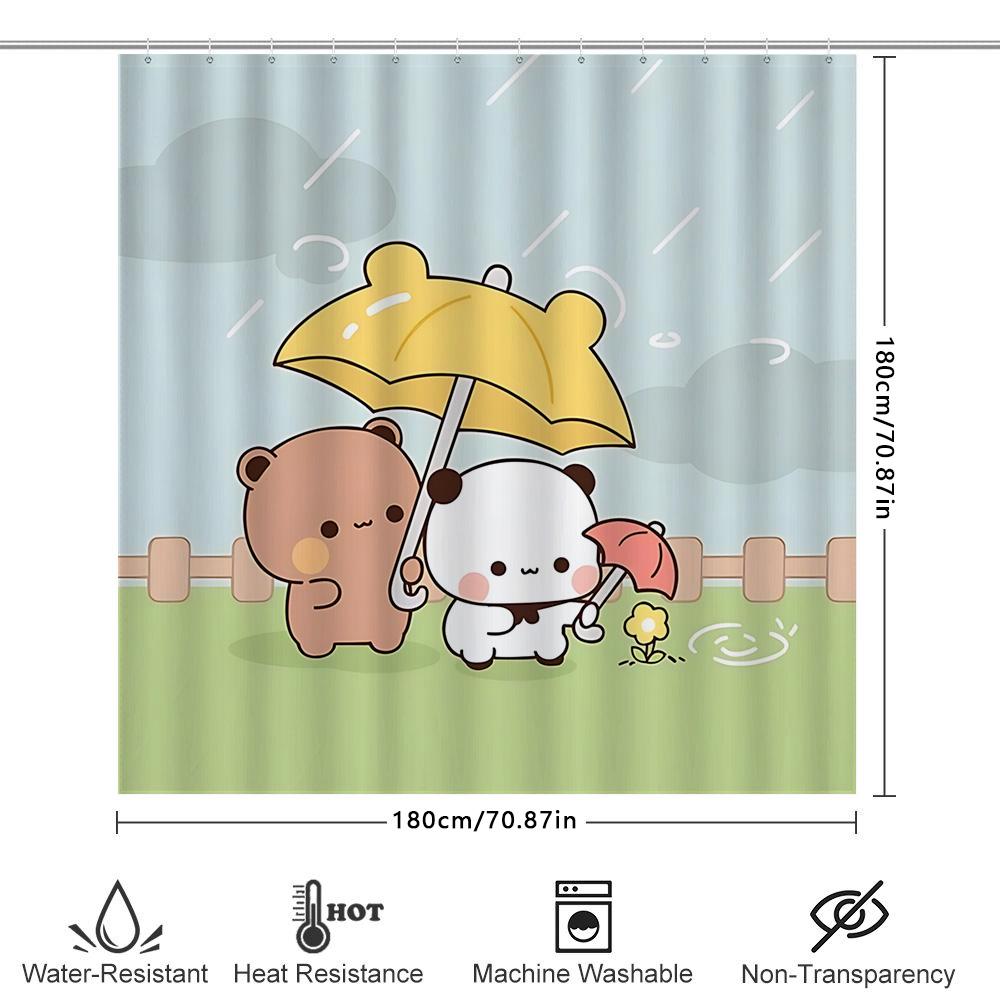 Милые мультяшные медведи Водонепроницаемая шторка для душа для детской ванной комнаты Декор Современный художественный дизайн Шторка для ванной Быстрая прочная ткань