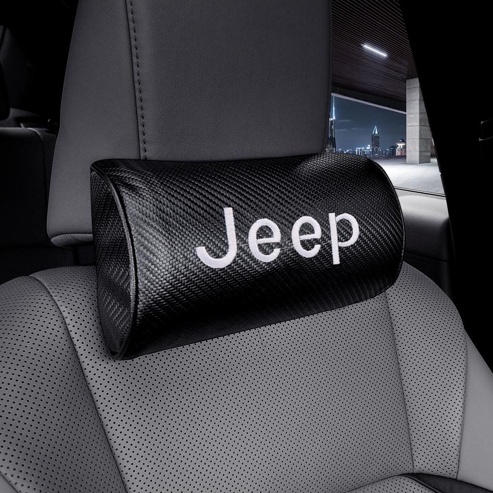 1/2pcs Carbon Fiber Car Headrest Neck Pillow Neck Protector Accessories For JEEP Renegade Grand Cherokee Wrangler Compass Valve LVCZN1