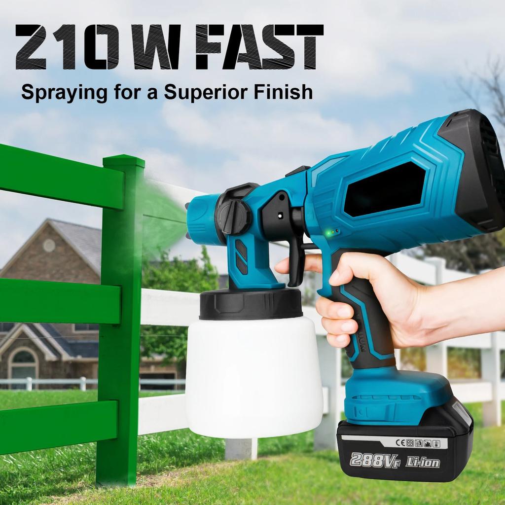 Электрический краскопульт 1000 мл Высокомощный аккумуляторный краскораспылитель HVLP Авто Мебель Стальное покрытие Аэрограф Для аккумулятора Makita 18 В пин