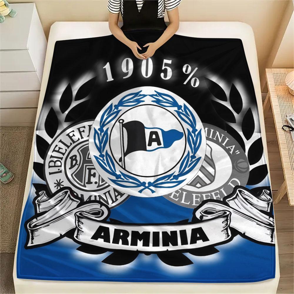 DSC Arminia Bielefeld Printed Flannel Blanket, soft throw for bedroom sofa, washable,soccer fan merchandise, great gift.