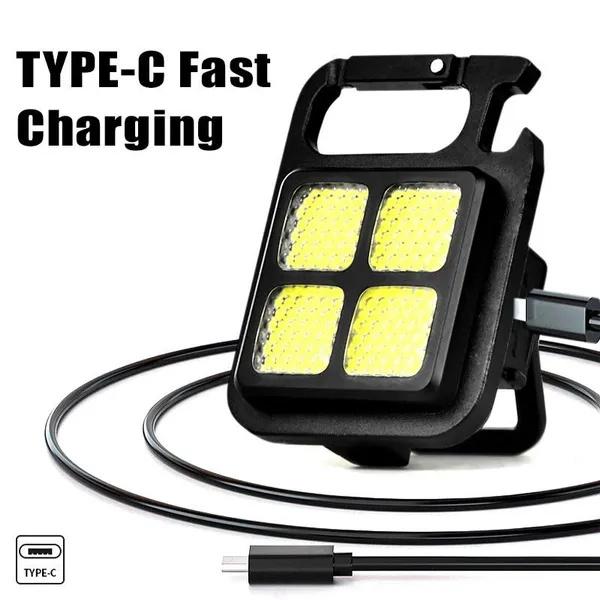 Новый многофункциональный мини USB карманный фонарик с зарядкой, COB магнитный рабочий свет, светодиодный брелок для ключей, для кемпинга на открытом воздухе, рыбалки, велоспорта, прогулок