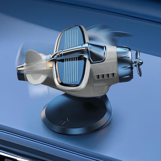 Автомобильный орнамент в виде самолета на солнечной батарее, модель самолета для приборной панели с присоской, вращающийся на 360 градусов пропеллер, аксессуар для дрифта на центральную консоль, вращающийся