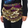 Belly Dancing Hip Scarf Wrap Skirt  Waist Belt with Artificial Coin Tassel Dark Purple