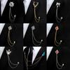 Men'S Chain Fashion Cross Fringed Rhinestone Brooch Women'S Shirt Collar Accessories