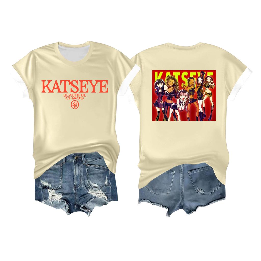 Women's Casual Printed T-shirt Round Neck Pullover Short Sleeve Top