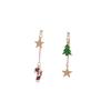 Asymmetrical Candy Cane & Star Christmas Tree Dangle Earrings