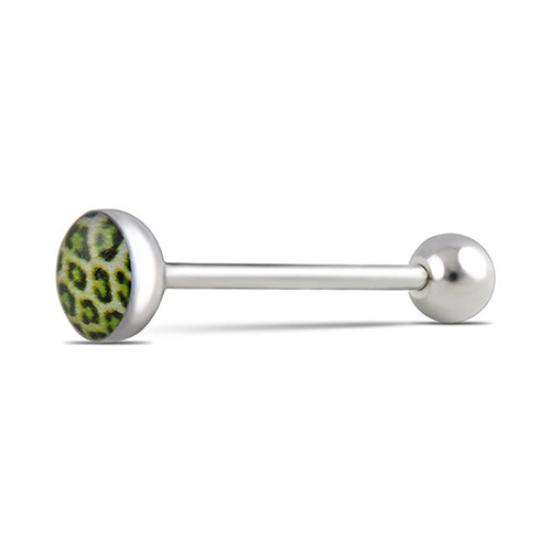 6Pcs Mixed Leopard Ball Barbell Bar Tongue Ring Stainless Steel Body Jewelry