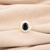 Natural Black Onyx Gemstone 925 Sterling Silver Jewelry Handmade Tow Tone Ring RR-61-21