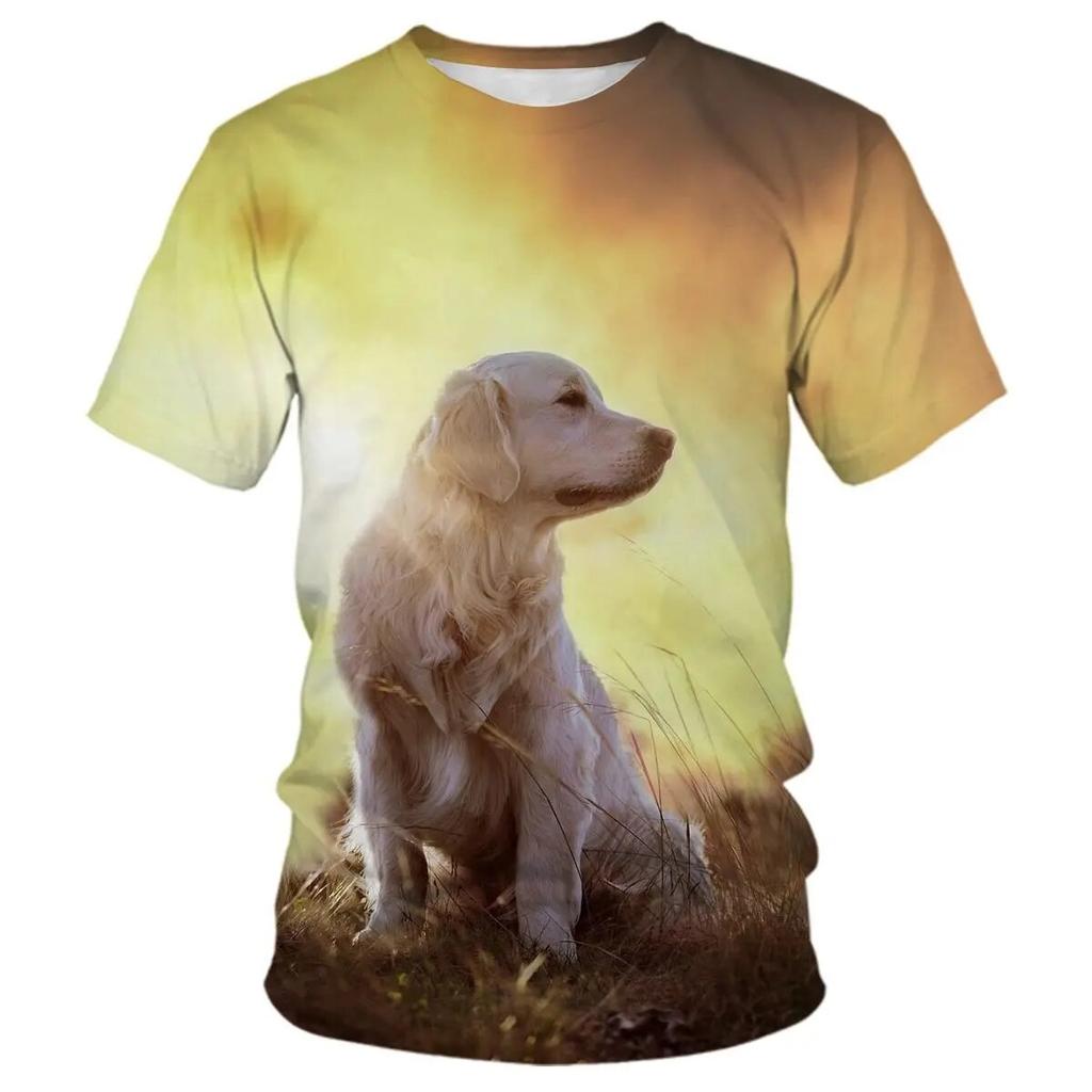Мужские и женские уличные футболки с рисунком золотистого ретривера, милые собаки с 3d принтом, дышащие легкие летние спортивные топы большого размера