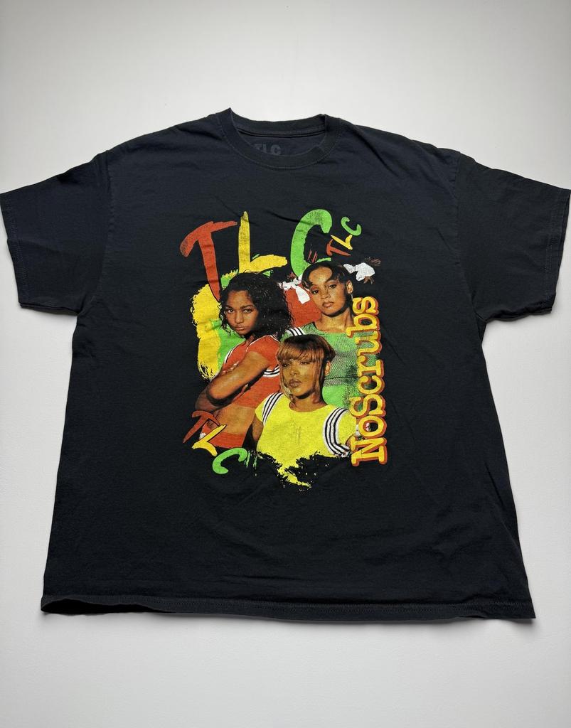 TLC No Scrubs Shirt Mens XL Black Graphic R&B Hip Hop Band Tee 90s Music Unisex T-Shirt