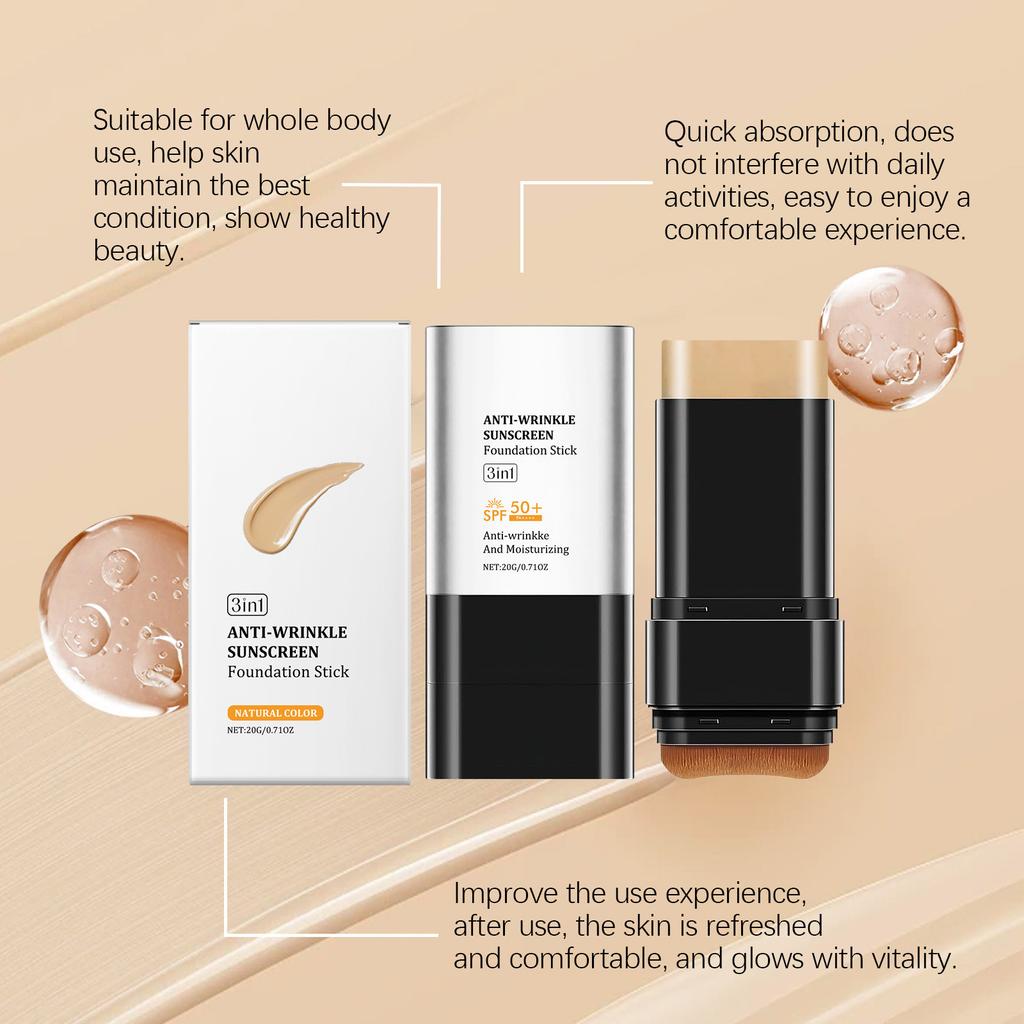 2 в 1 тональный крем против морщин, тональный крем-стик с кистью, тональный крем-стик для лица, тональный крем-стик 20 г