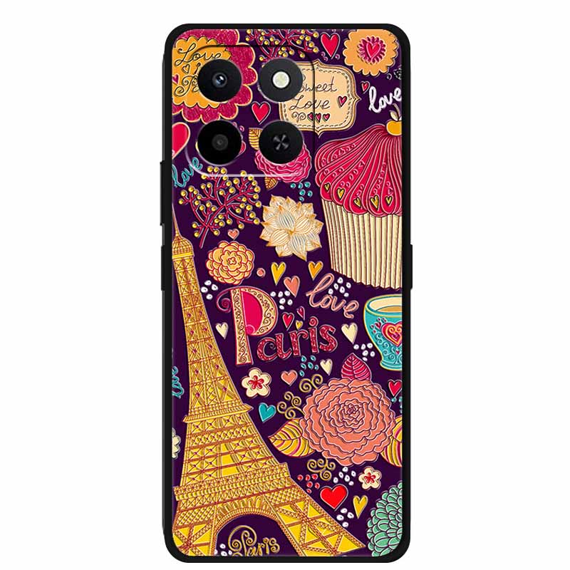 3D чехол для Honor X7d 5G Чехол X 7 d Coque 6.77" Тиснение Цветы Черный Силикон Мягкая задняя крышка Для Honor X7d 4G Чехлы Оболочка Funda