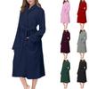 Women's Long Lapel Warm Nightgown Home Wear Solid Color Thick Bathrobe Close Fitting Pajamas