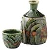 Sake Tokkuri and Guinomi X Oribe Ugly Suitable for Hot and Cold Mino Made In Japan Ale-net Set, (Sake Bottle) Set, 8.4 H13.9cm, 410cc, Design, Sake,