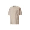 Solid Color Logo Casual Round Neck Short Sleeve T-Shirt Men Tops Brown 538070-88