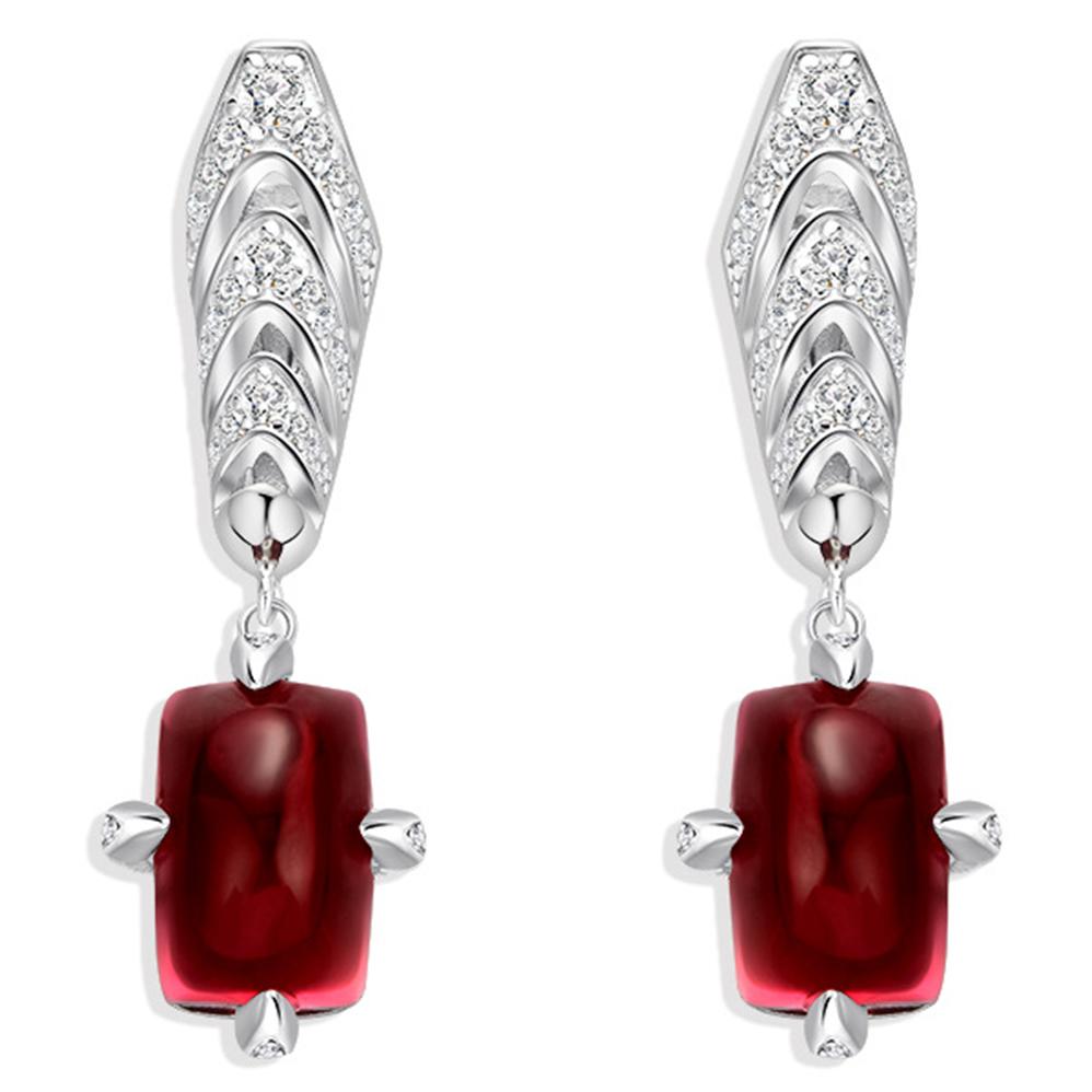 WUIHA 925 Sterling Silver 7 * 11 MM Lab Sapphire High Carbon Diamonds Ruby Wedding Engagement Drop Dangle Earrings Fine Jewelry
