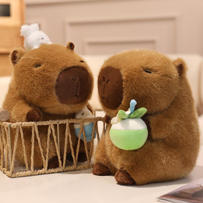 22Cm Cute Kapibala Capybara Plush Toy Cartoon Capybara Holding Ice Cream Coconut Stuffed Soft Animal Pillow Doll Creative Gift