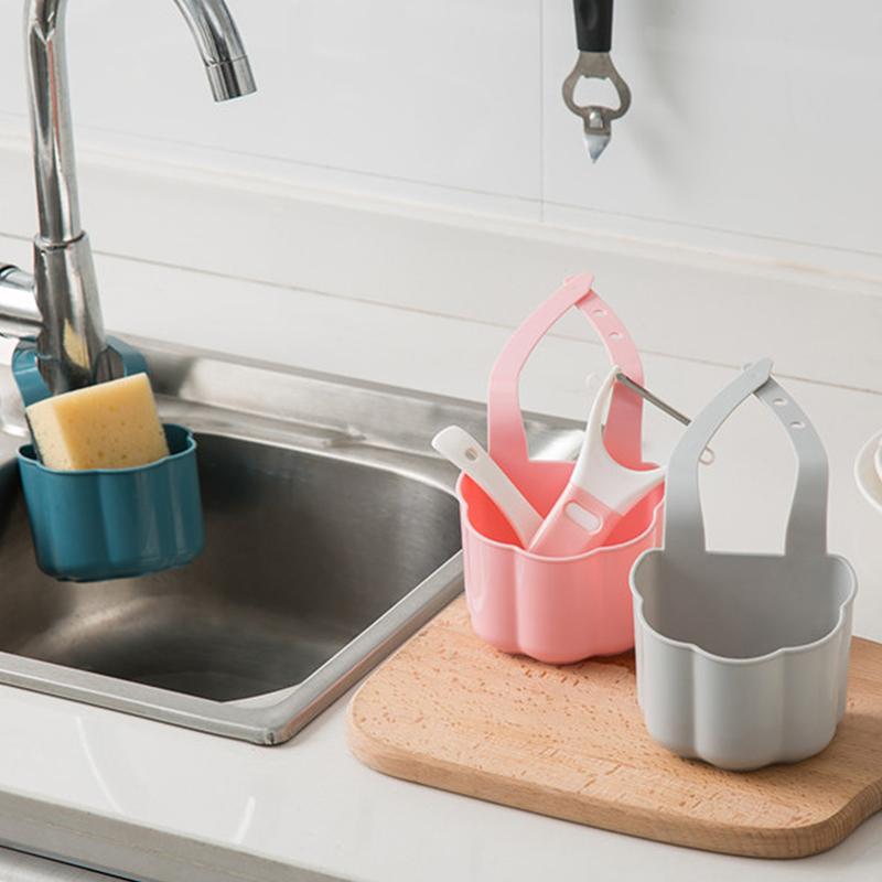 Подставка для слива кухонной раковины Подвесной держатель для мыла Полка Регулируемая корзина для хранения Держатель для смесителя в ванной Кухонные принадлежности