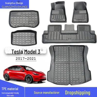 Комплект водонепроницаемых ковриков TPE для Tesla Model 3: Совместимо с левым/правым рулевым управлением, в комплект входят коврики для ног, багажника и хранения
