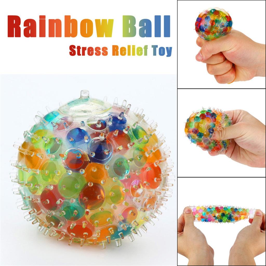 Spongy Rainbow Ball Toy Squeezable Pressure Toy Stress Relief Ball Toy For 10ml