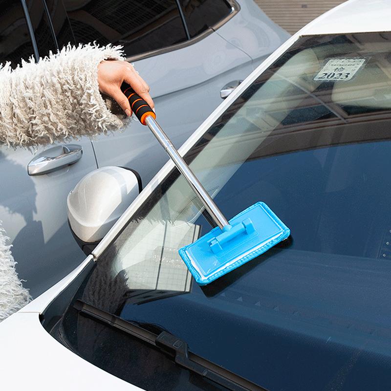 Car Window Cleaning Brush with Removable Microfiber Pad for Car Windshield Home Office Cleaning