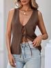Women's Tie Front Ribbed Knit Sweater Vest Sleeveless Y2K Summer Tank Top