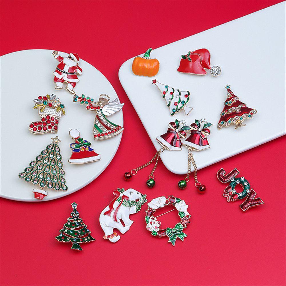 Tree New Year Garland Santa Claus Jewelry Gift Christmas Brooches Pin Christmas Decoration