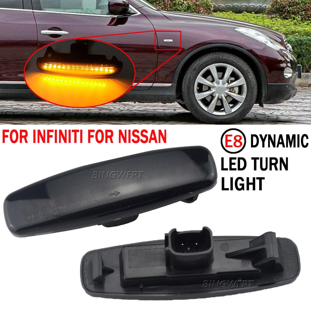 2x Dynamic LED Car Side Marker Lights Repeater Signal Lights For Infiniti EX35 EX37 FX30d FX35 FX37 FX50 G25 G35 G37 JX35 M25