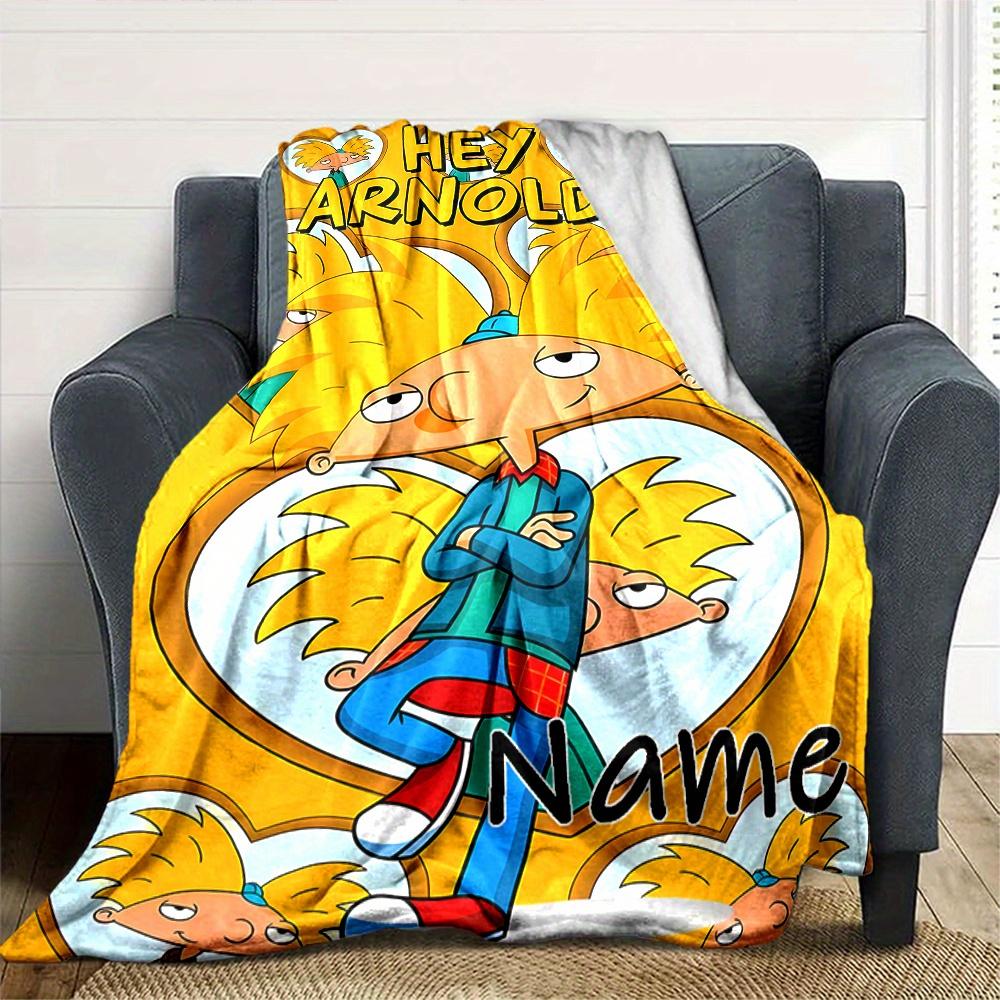 Hey Arnold Themed Flannel Blanket Personalized Name Soft Warm And Versatile For Sofa Bed Office And Travel Machine Washable Comfortable In All Seasons