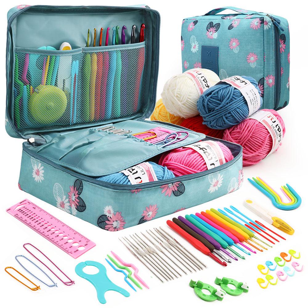 Beginner Crochet Kit with Multi-color Storage Bag and Yarn Accessories