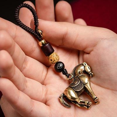 2026 год Лошади по китайскому зодиаку Счастливый кулон-брелок Медный Фэн-шуй Богатство Брелок Женский Мужской Шарм для сумки Ювелирное украшение Подарок