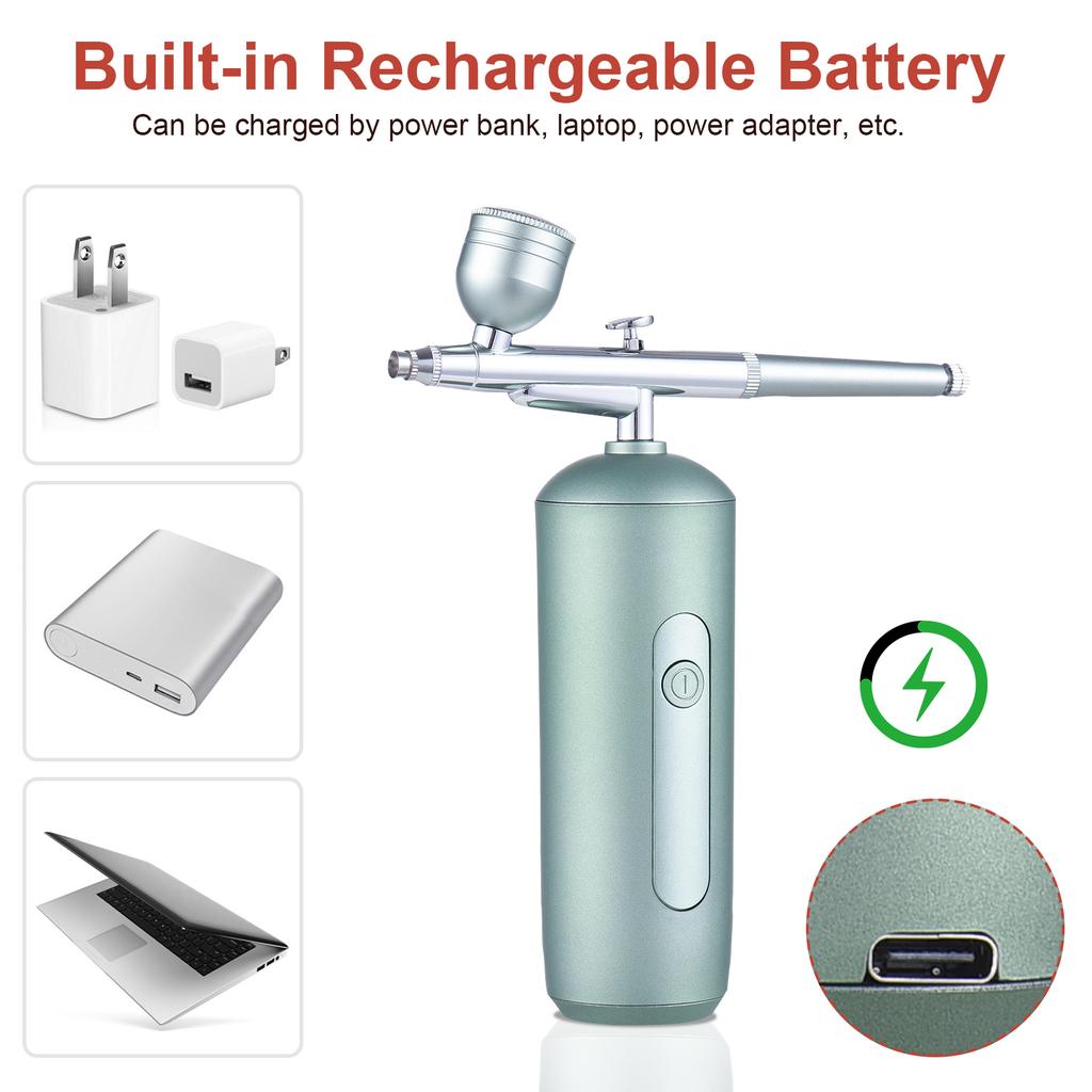 Portable Airbrush with Compressor Handheld Cordless Air Brush Pen Dual-Action 2-level Adjustable