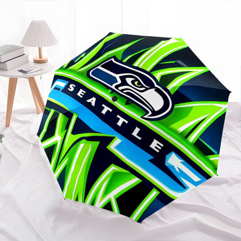 Seattle Seahawks pattern, automatic folding umbrella, portable and foldable design, 8 ribs, a Christmas or birthday gift.