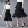 Юбка Шифоновая однотонная юбка Длинная юбка с высокой талией Юбка с рюшами Нижняя юбка