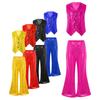 Kids Boys Girls Jazz Latin Chacha Dance Disco Stage Performance Outfit Teens Dance Set Sequined Vest Waistcoat with Flared Pants