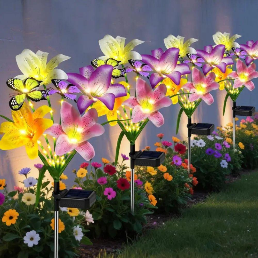 Flower Decor Solar Garden Lights Butterfly Design Garden Courtyard Lamp Landscape Lighting