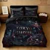 Tokyo Ghoul Pattern Bedding Quilt Set Quilt Cover Pillowcase Home Birthday Gift(1 * duvet cover + 2 * pillowcase, without core)