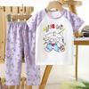Kids Cotton Short Sleeve Pants Set Summer Baby Pajamas Unisex Breathable Home Wear Two Piece Outfit For Boys And Girls