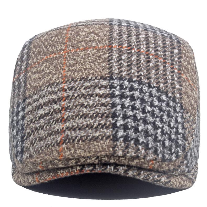 Осенне-зимний шерстяной берет, мужская британская кепка вперед, клетчатая кепка, кепка газетчика