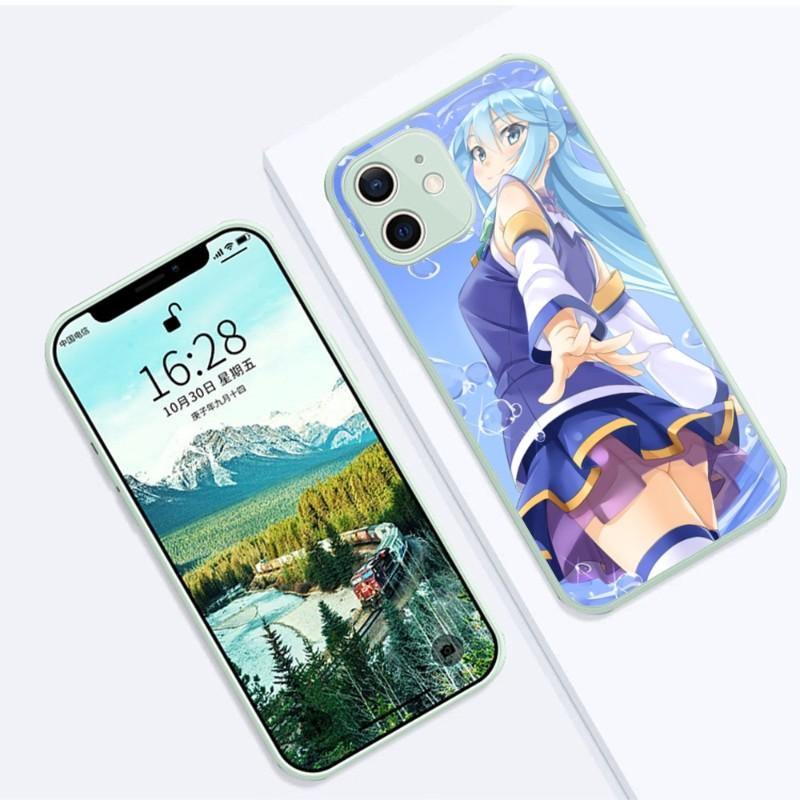 Милый чехол для телефона Konosuba Anime Girl для IPhone 14 13 12 11 Pro Max X XR XS 8 7 Plus, цветной чехол для телефона из жидкого стекла