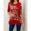 Женская мода повседневная весна осень рождественская принт длинный рукав блузки и рубашки с круглым вырезом