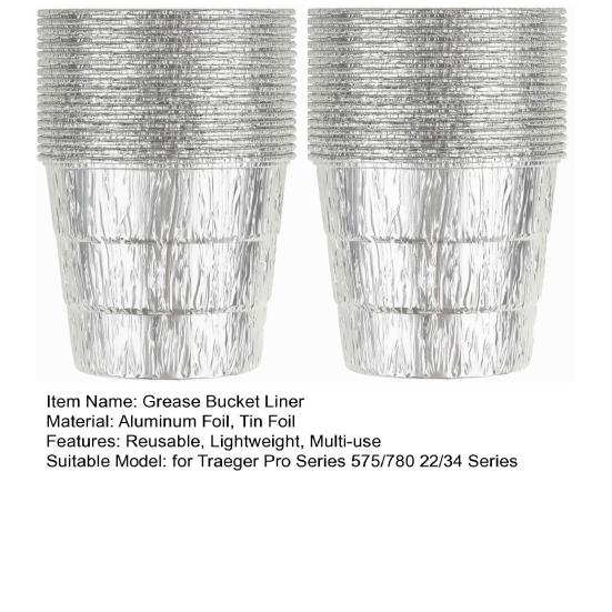 20 шт. ведро для смазки барбекю, вкладыш из оловянной фольги, уличный гриль-барбекю, алюминиевая фольга, подкладка барабана, аксессуары для гриля для Traeger Pro Series 575/780 22/34 Series