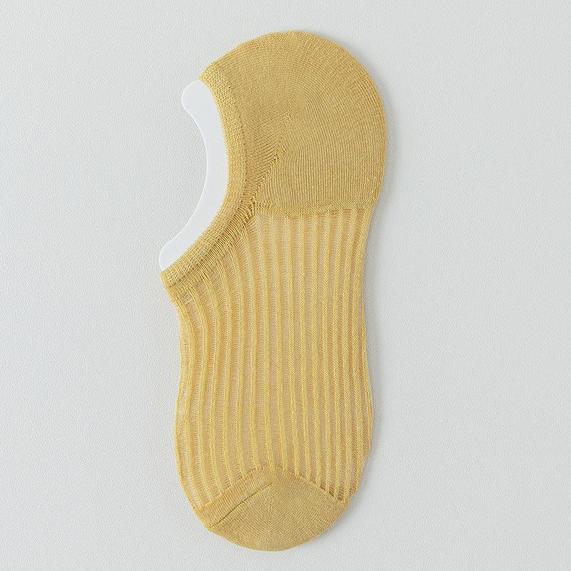 Женские летние тонкие дышащие сетчатые силиконовые нескользящие невидимые носки-лодочки с низким верхом и мелким вырезом