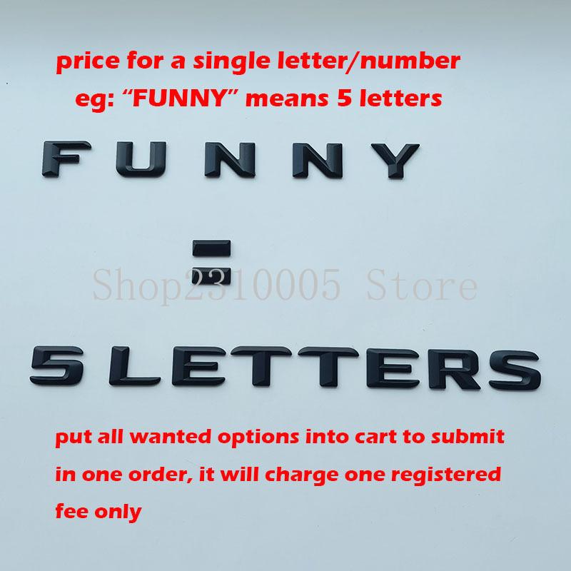 swpzb8 DIY 3D Sharp Letters Numbers Full Alphabat Nameplate Logo Trunk Badge Sticker I Love Any Cars Black Chrome