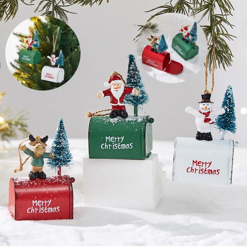 Рождественское кованое украшение Коттедж Почтовый ящик Подвесное украшение Витрина Подвеска Украшение для дома