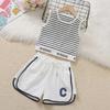 Girls' Striped Summer Vest and Shorts Two-Piece Set - Stylish and Casual Children's Clothing