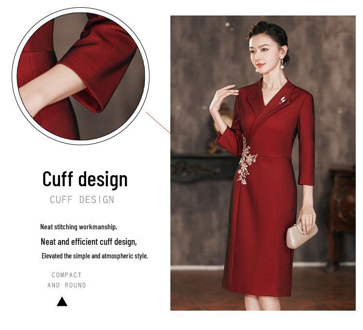 Высококачественное зауженное платье с V-образным вырезом Осень 2025 для мам невесты